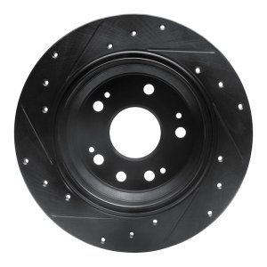 Acura RL Brake Rotor (1) - Rear Right - R1 Concepts - Drilled & Slotted - Black - `02-`04